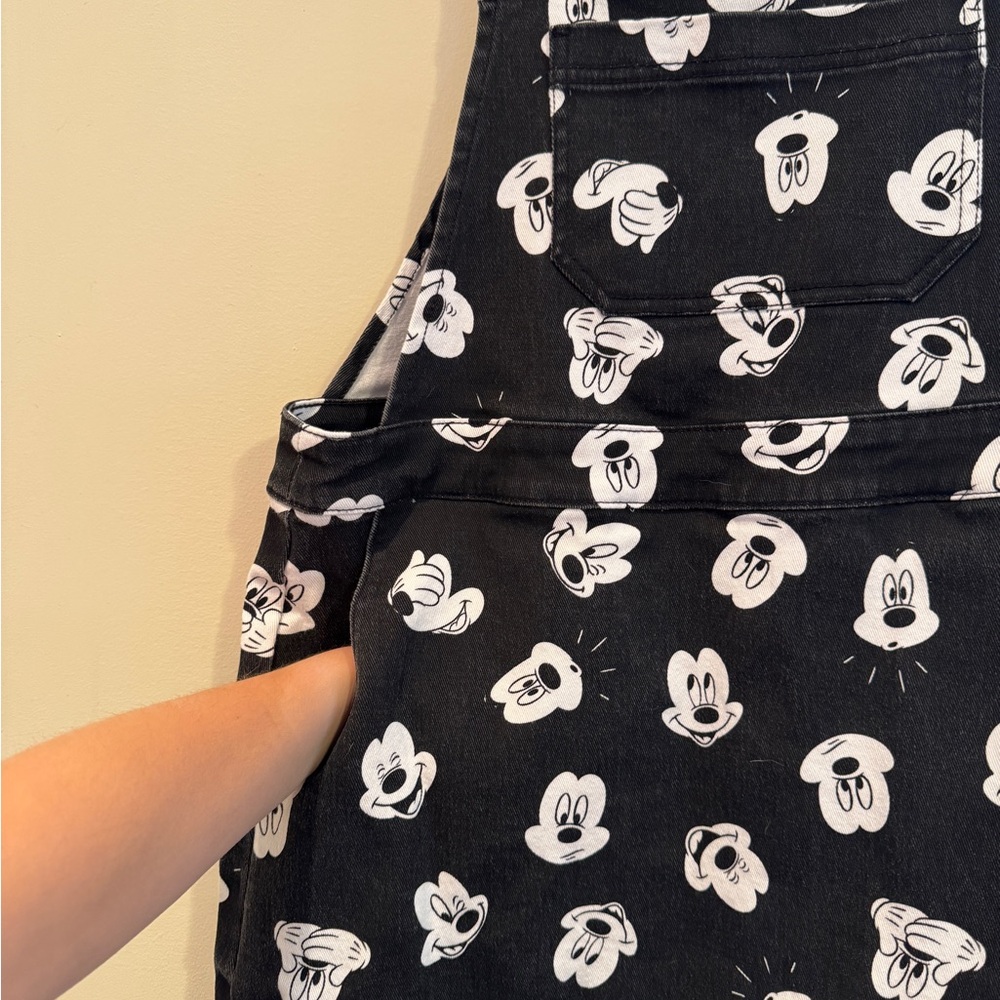Women’s Black and White Mickey Print Overall Dress - Picture 5 of 6